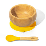 アヴァンシー 竹のボウル+スプーンセット イエロー avanchy 吸盤・スプーン付き ベビー食器セット ティーレックス【送料無料 沖縄・一部地域を除く】