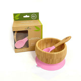 アヴァンシー 竹のボウル+スプーンセット ピンク avanchy 吸盤・スプーン付き ベビー食器セット ティーレックス【送料無料 沖縄・一部地域を除く】