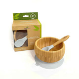 アヴァンシー 竹のボウル+スプーンセット グレー avanchy 吸盤・スプーン付き ベビー食器セット ティーレックス【送料無料 沖縄・一部地域を除く】