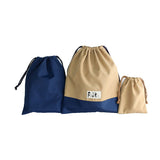 巾着袋3点セット ナイロンワッシャー ブラウンベージュ フジキ 日本製 【体操服 体操着 シューズケース 上履き入れ コップ入れ 小物入れ 巾着 通園 通学 靴入れ シューズバッグ 幼稚園 小学生】