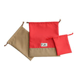 巾着袋3点セット ナイロンワッシャー レッド フジキ 日本製 【体操服 体操着 シューズケース 上履き入れ コップ入れ 小物入れ 巾着 通園 通学 靴入れ シューズバッグ 幼稚園 小学生】