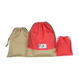 巾着袋3点セット ナイロンワッシャー レッド フジキ 日本製 【体操服 体操着 シューズケース 上履き入れ コップ入れ 小物入れ 巾着 通園 通学 靴入れ シューズバッグ 幼稚園 小学生】
