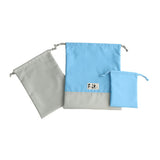 巾着袋3点セット ナイロンワッシャー サックス フジキ 日本製 【体操服 体操着 シューズケース 上履き入れ コップ入れ 小物入れ 巾着 通園 通学 靴入れ シューズバッグ 幼稚園 小学生】