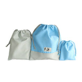 巾着袋3点セット ナイロンワッシャー サックス フジキ 日本製 【体操服 体操着 シューズケース 上履き入れ コップ入れ 小物入れ 巾着 通園 通学 靴入れ シューズバッグ 幼稚園 小学生】