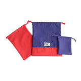 巾着袋3点セット ナイロンワッシャー パープル フジキ 日本製 【体操服 体操着 シューズケース 上履き入れ コップ入れ 小物入れ 巾着 通園 通学 靴入れ シューズバッグ 幼稚園 小学生】