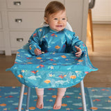 ビベッタ ワイプイージー カバーオール 長袖ビブ ターコイズ シークリーチャー Bibetta コントリビュート 防水 離乳食 エプロン お食事 長袖 ビブ スリーブ付き【メール便送料無料】